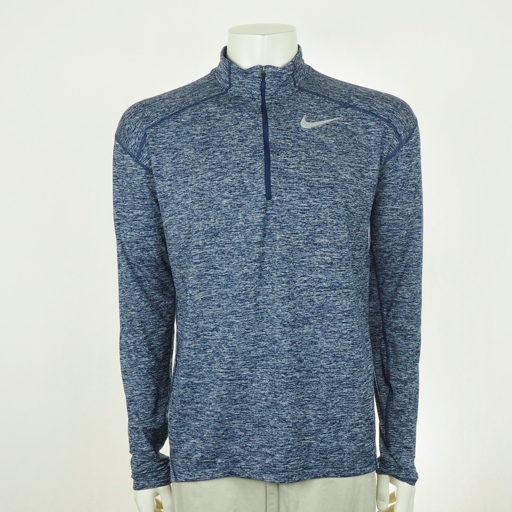 Nike Running Element 1/4-Zip Pullover Shirt Mens Medium Blue Dri-Fit Blend Mock